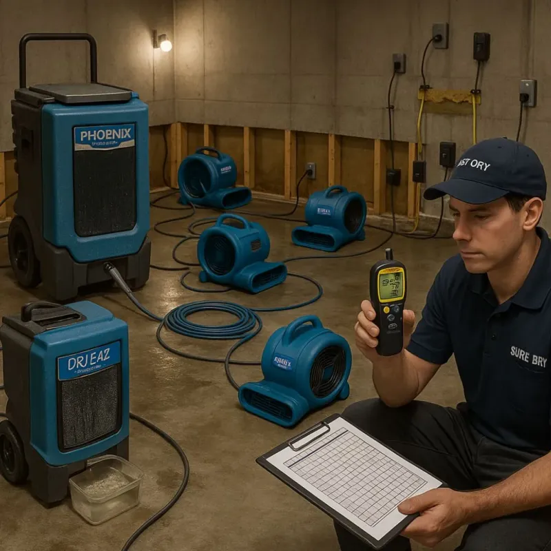 Structural Drying and Dehumidification process in Deer Park, TX